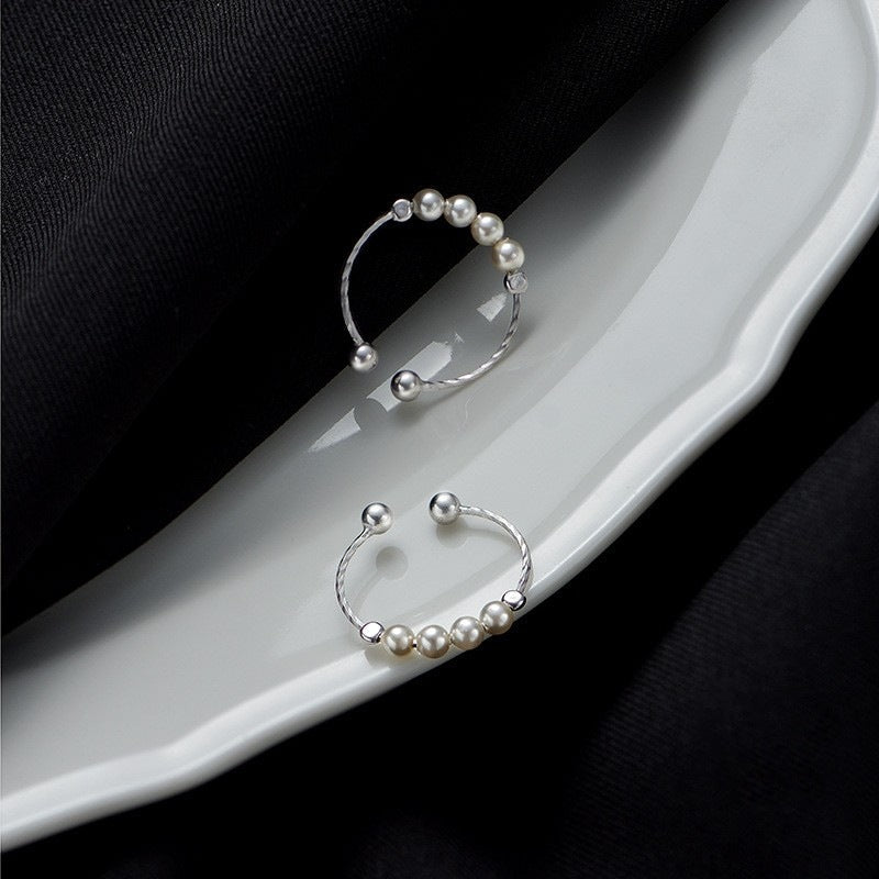ins Artistic Temperament Pearl Ring Female Vintage S925 Silver fashion