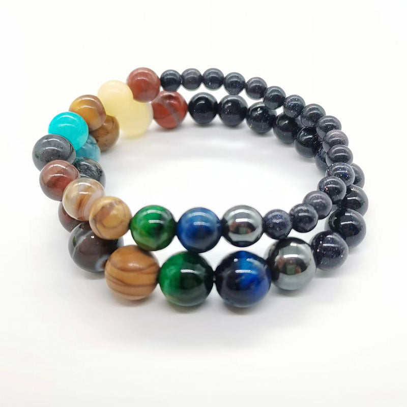 Yunjin Amazon's new cosmic galaxy eight planet bracelet blue sandstone starry sky solar system planet bracelet