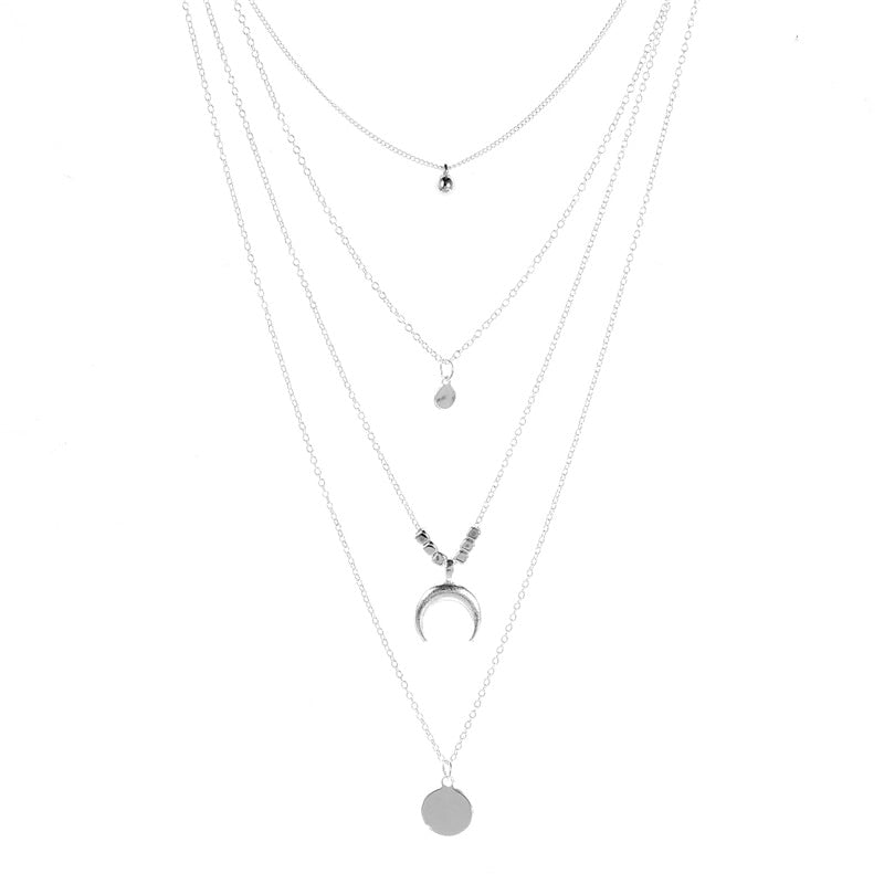 Crystal Zircon Heart Star Charm Layered Pendant Necklace Set for Women Charms Fashion Square Rhinestone Female Vintage Jewelry