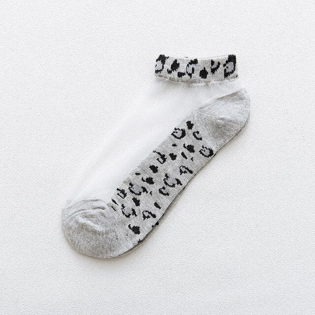 Women Socks Leopard Card Silk Socks